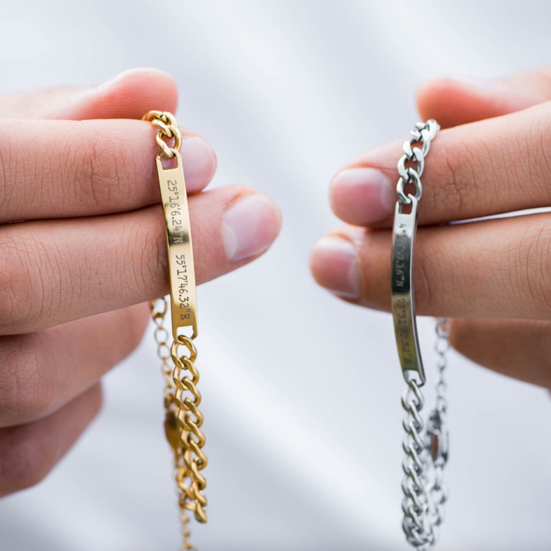 Custom Magnetic couples bracelet,Personalized Engraved Bracelet Custom Text/Symbol/Date,Couple Bracelet,Lover Couple Gift,gift for her zdjęcie 3