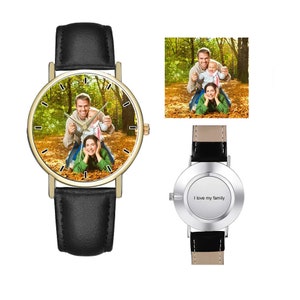 Personalized Photo Watches for Men Women Leather Strap Wrist Custom Any Name Wrist Watch for Couple Boyfriend Father's Day Christmas gift image 4