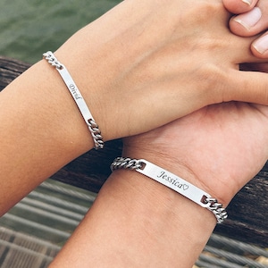 Custom Magnetic couples bracelet,Personalized Engraved Bracelet Custom Text/Symbol/Date,Couple Bracelet,Lover Couple Gift,gift for her zdjęcie 1