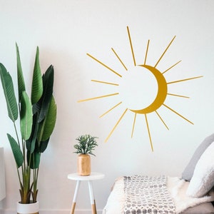 Sun and Moon Wall Decal, Boho Large Vinyl Sticker, Mural Art Decoration ...