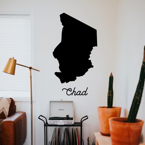 Chad Map Wall Decal, Country Large Vinyl Sticker, Modern Mural Art Decoration Removable Prints Peel And Stick Wall Decal