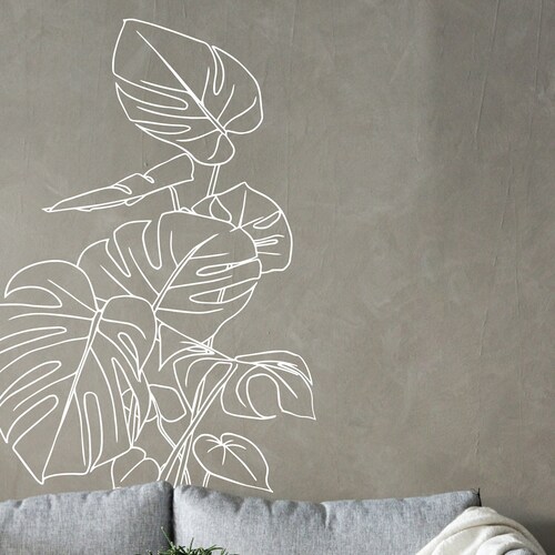 Monstera Plant Wall Decal Floral Large Vinyl Sticker Leaf Etsy