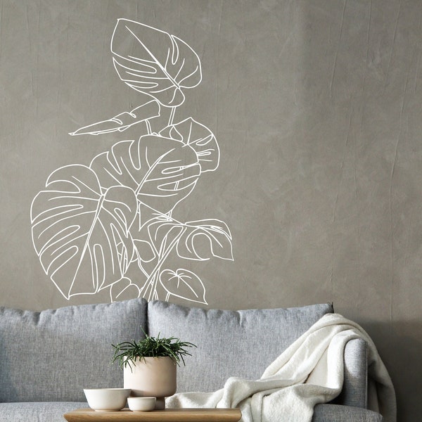 Monstera Plant Wall Decal, Floral Large Vinyl Sticker, Leaf Mural Art Decoration Removable Wall Prints Peel And Stick Wall Decal Boho