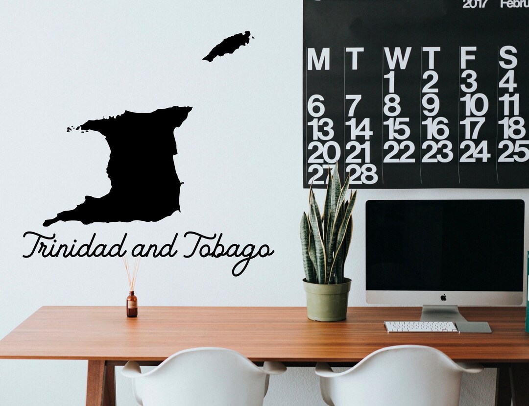 Trinidad and Tobago Map Wall Decal, Country Large Vinyl Sticker, Modern