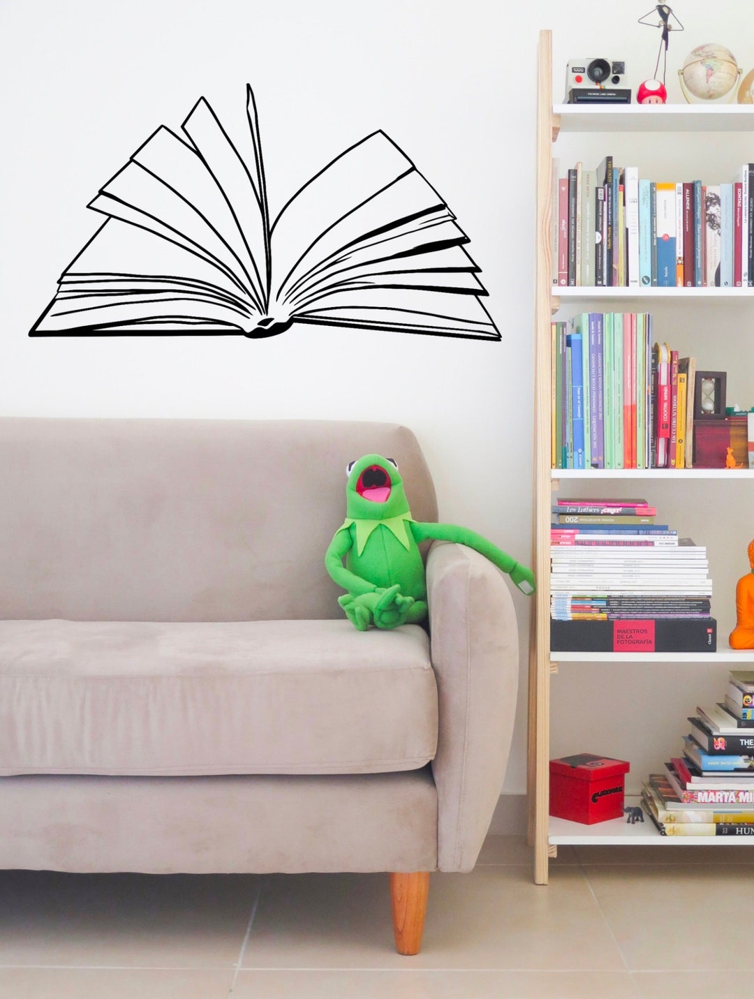 Open Book Wall Decal, Reading Large Vinyl Sticker, Book Lover Mural Art