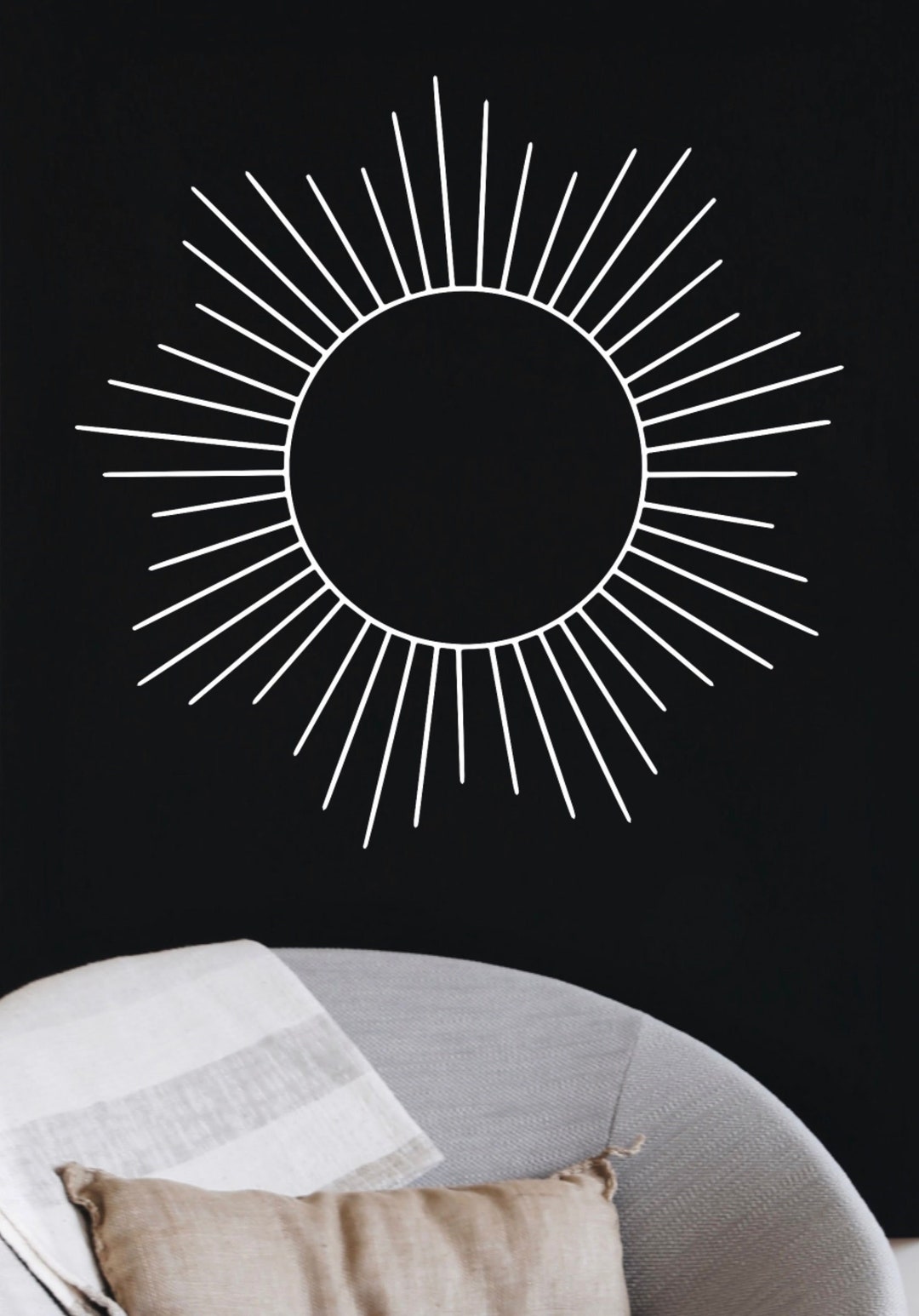 Boho Sun Wall Decal, Large Vinyl Sticker, Mural Art Decoration