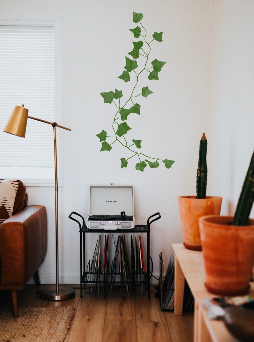 Ivy Wall Decal, Farmhouse Large Vinyl Sticker, Leaves Mural Art