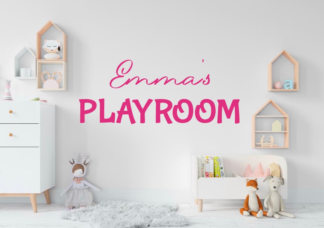 Custom Name Wall Decal, Playroom Large Vinyl Sticker, Kids Room Modern ...