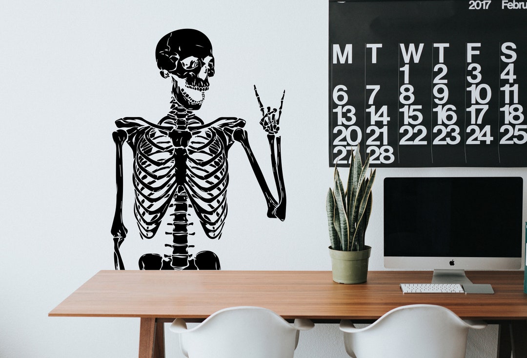 Skeleton Wall Decal Skull Large Vinyl Sticker Modern Mural Etsy
