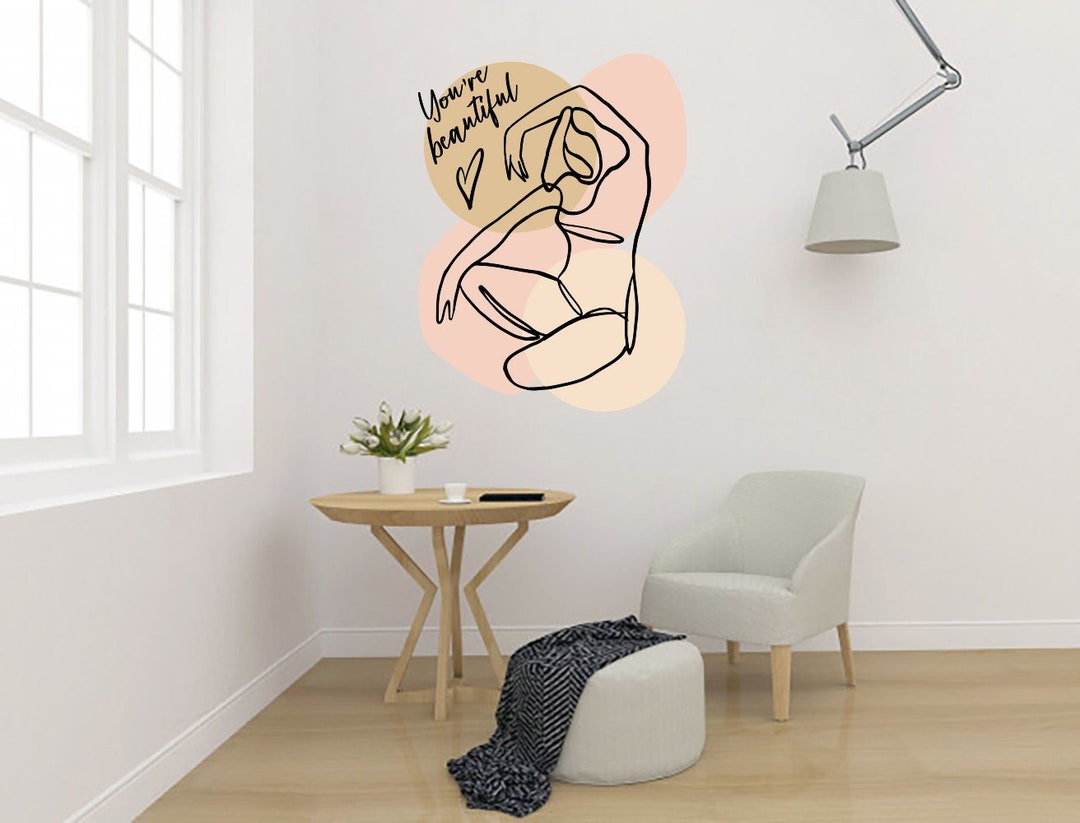 You're Beautiful Wall Decal One Line Art Large Vinyl Etsy