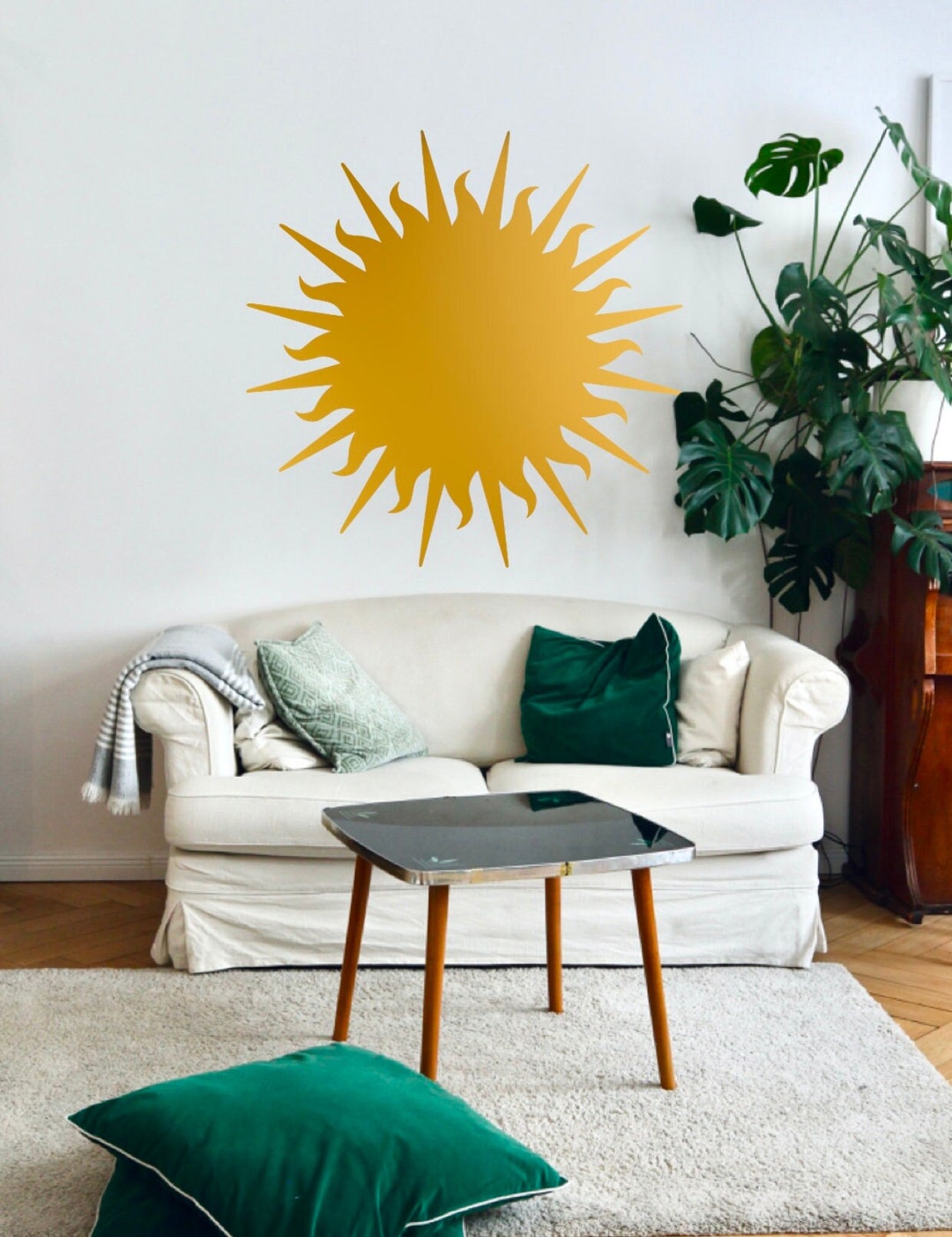 Bohemian Sun Wall Decal, Boho Large Vinyl Sticker, Mural Art Decoration
