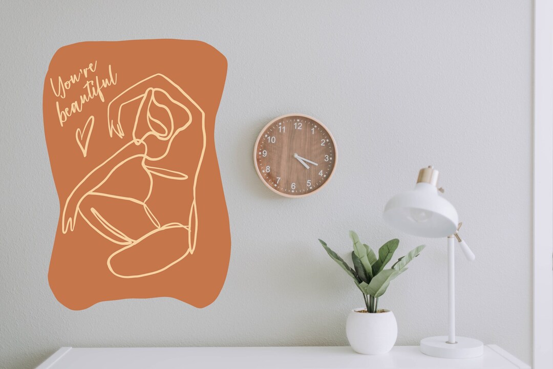 You're Beautiful Wall Decal One Line Art Large Vinyl Etsy