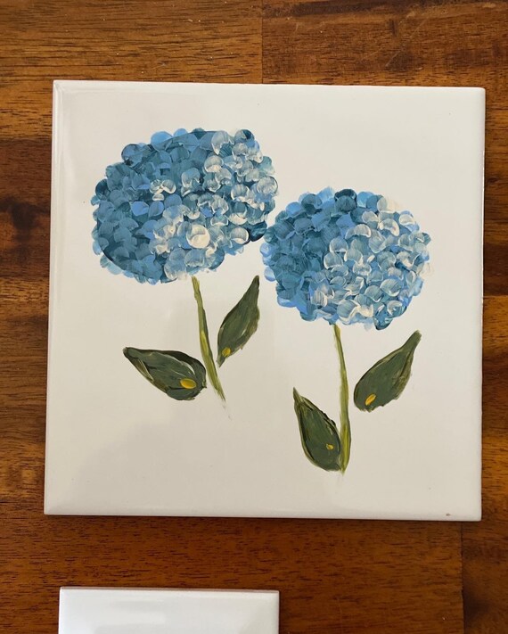 Hand Painted Ceramic Tile Floral Art Home Decor Wall Decor Etsy