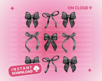 Black Coquette Bows PNG, Couquette Trendy PNG, Black Bow, Bow Shirt, PNG Design, Coquette Png, Trendy Png, Trendy Bow Shirt, Dark Bow Png