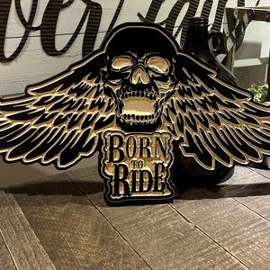 Skull Wings Born to Ride CNC Engraving Files (svg, dxf, pdf, gcode)