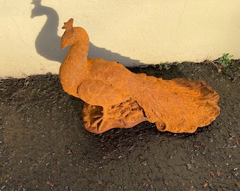 Victorian cast iron peacock garden ornament