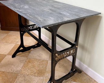 Mesa de entrada, consola, cocina, jardín de invierno inspirada en el antiguo soporte de costura de hierro fundido victoriano de Singer