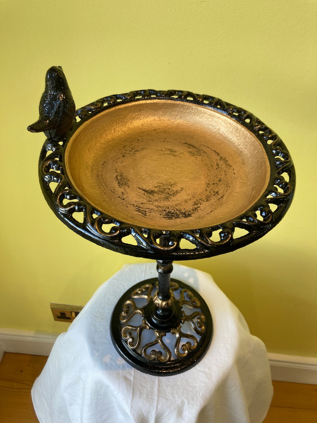 Antique Victorian Cast Iron Hand Painted Bird Bath Etsy