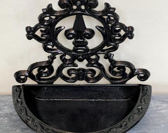 Comedero para pájaros antiguo de hierro fundido para montar en la pared estilo victoriano