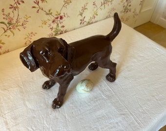 Antique Victorian cast iron figure of a Labrador dog.