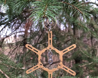 Upcycled Ornament Set, Star & Gear Shaped, Repurposed Upcycled bike parts,