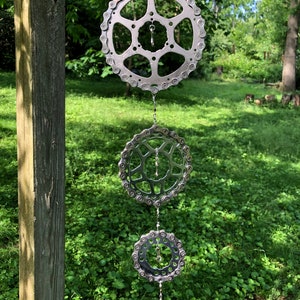 Upcycled Bike Gears and Chain Mobile Indoor/Outdoor Art, Garden Art, Wall Art, Patio Decor