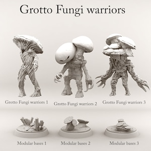 Mushroom-Men Grotto Fungi warriors Myconid AoS war games Rol Dungeons And Dragons Proxy Descent Tabletop RPG Tabletop Print Your Monsters
