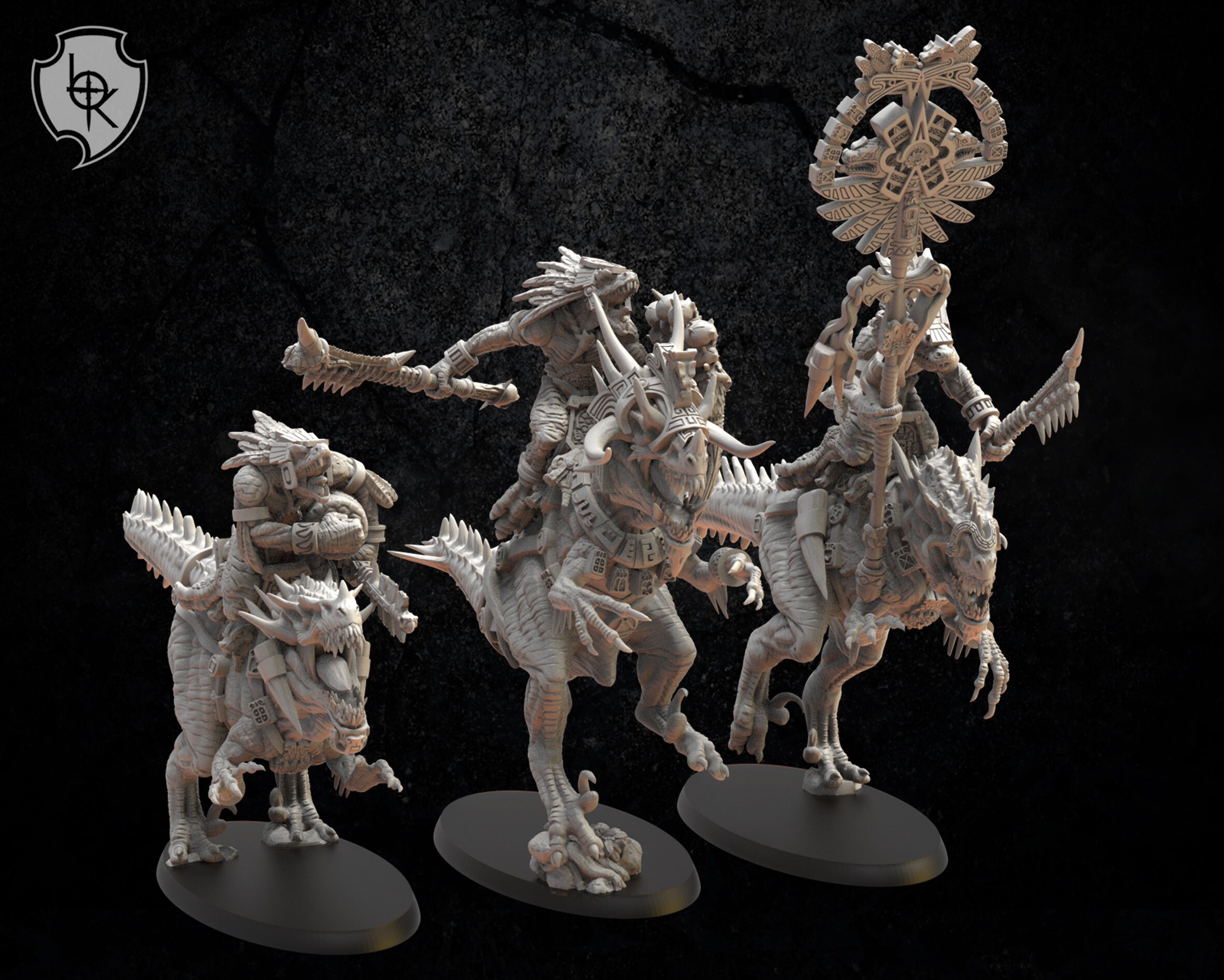 Ezocamtl Knights Dinosaur Lizard Fighters Soldiers AoS war games Dungeons Proxy Descent Role Dragons RPG Tabletop Lost Kingdom