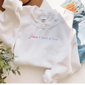 Divine Mercy Minimalist Catholic Crewneck Sweatshirt Jesus I Trust In You Shirt