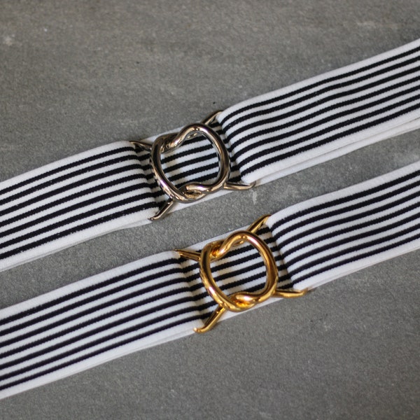 1.5” Black and white striped elastic belt