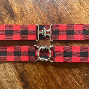 1.5” black and red plaid elastic belt