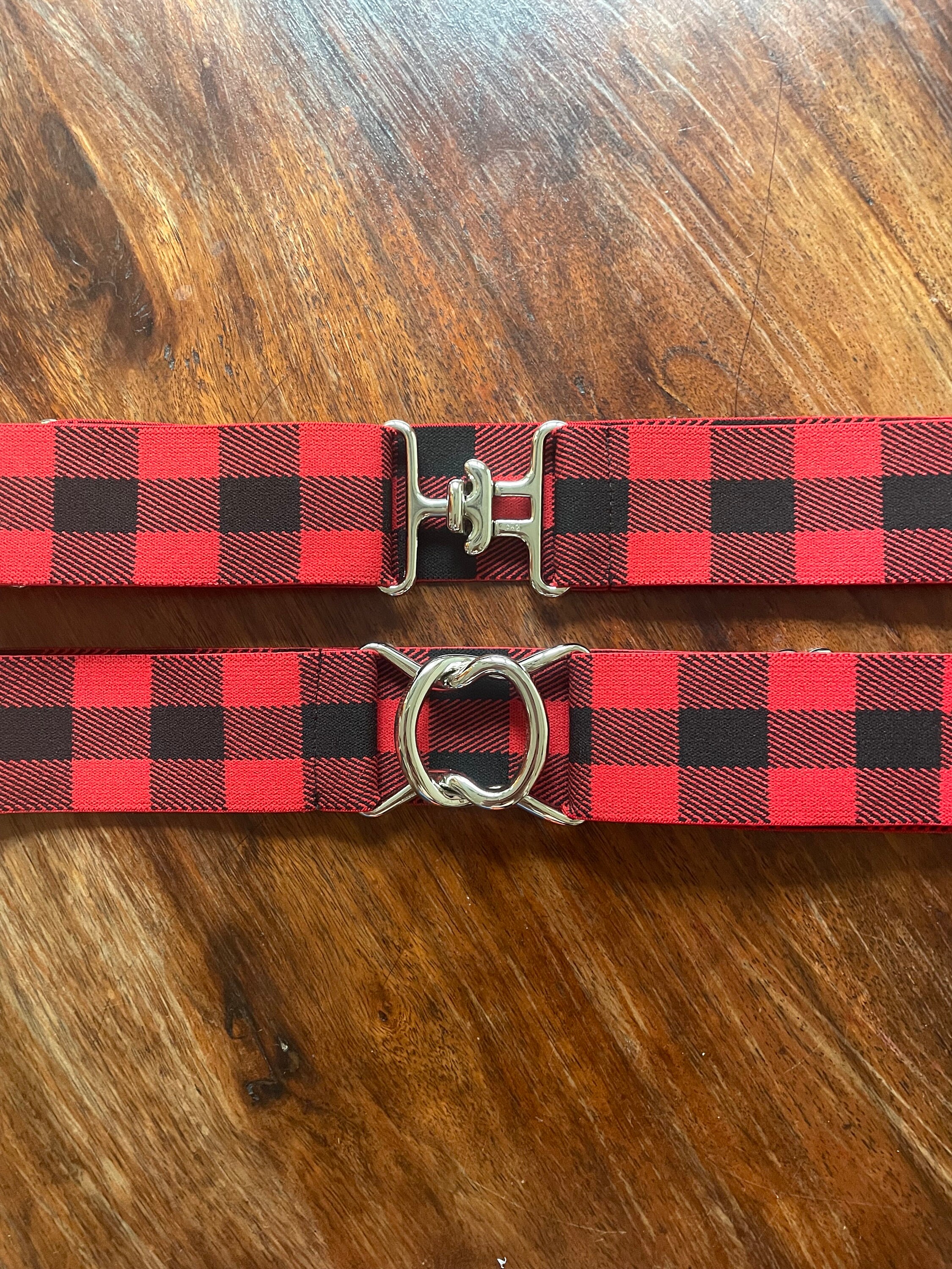 Belt Set Red and Black Plaid Tartan Reversible Belt For Women | Factory main image 3