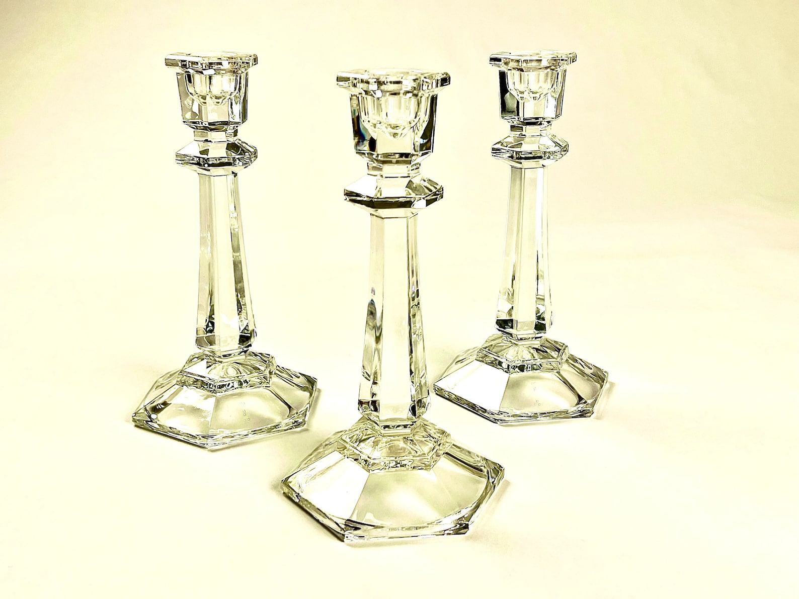 Set of 3 Mikasa Crystal Candlesticks - Etsy