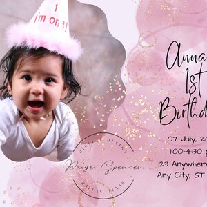 Pink and glittery birthday invitation