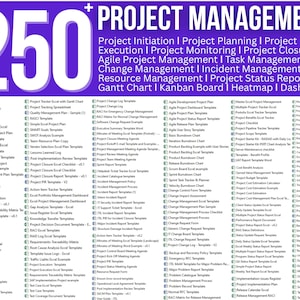 Plus de 250 modèles de gestion de projet : lancement de projet ǀ planification de projet ǀ exécution de projet ǀ suivi de projet ǀ clôture de projet
