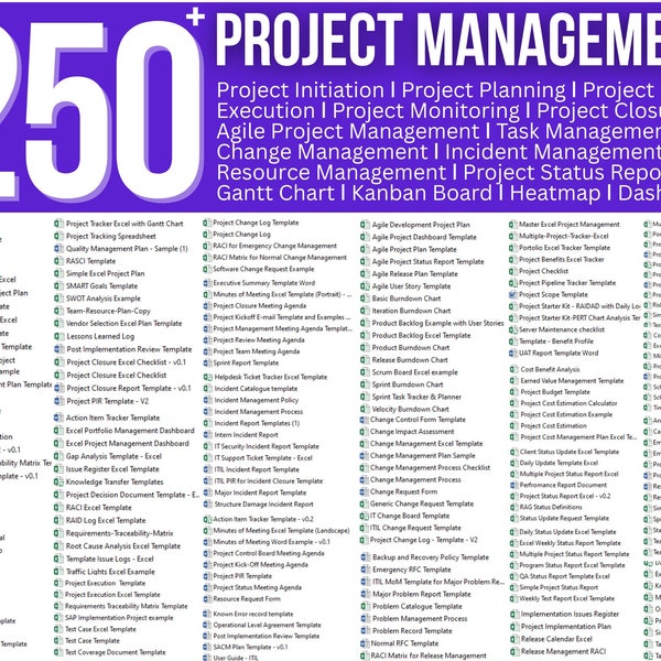 250+ Projektmanagement Vorlagen: Projektinitiierung ǀ Projektplanung ǀ Projektdurchführung ǀ Projektmonitoring ǀ Projektabschluss