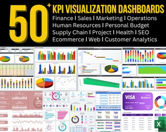 50+ Tableaux de bord de visualisation KPI : Finance ǀ Ventes ǀ Marketing ǀ Ressources humaines ǀ Budget personnel ǀ Projet ǀ SEO ǀ Customer Analytics ǀ Web