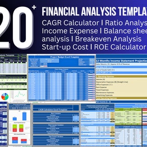 20+ Financial Analysis Templates: CAGR Calculator ǀ Income Expense Balance Sheet Analysis ǀ Breakeven ǀ Ratio Analysis ǀ Startup Cost ǀ etc.