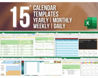 15+ Calendar Excel Templates: Yearly, Monthly, Weekly, & Daily (Digital Download)