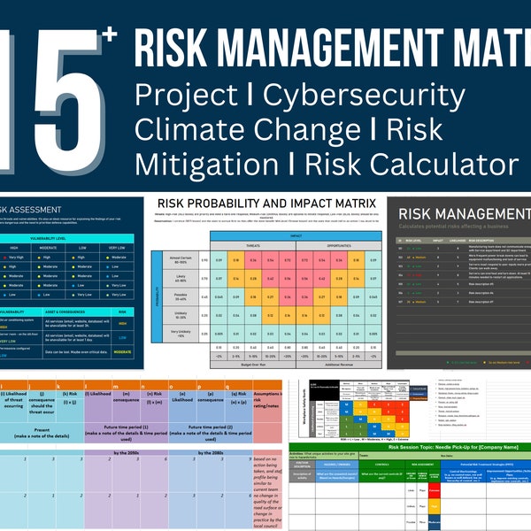 15+ Risk Management Matrix: Project ǀ Cybersecurity ǀ Climate Change ǀ Risk Mitigation ǀ Risk Calculator