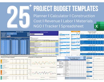 25+ Project Budget Templates: Planner ǀ Calculator ǀ Construction ǀ NGO ǀ Tracker ǀ Spreadsheet (Digital Download)