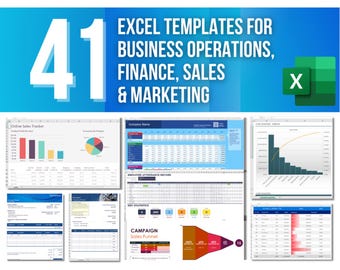 41 Excel Templates for Business Operations, Finance, Sales & Marketing (Digital Download)