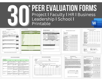 30+ Peer Evaluation Forms: Project ǀ Faculty ǀ HR ǀ Leadership ǀ School ǀ Business ǀ Printable (Digital Download)