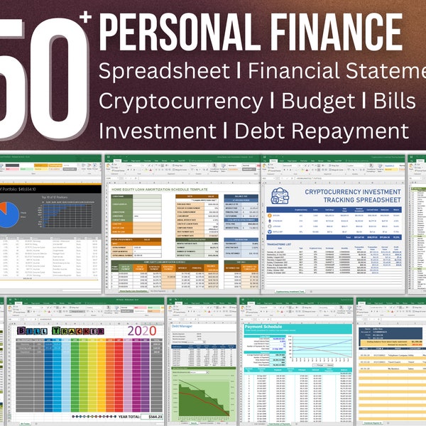 50+ Personal Finance Spreadsheet: Financial Statements ǀ Budget ǀ Cryptocurrency ǀ Investment ǀ Debt Repayment ǀ Bills ǀ etc.