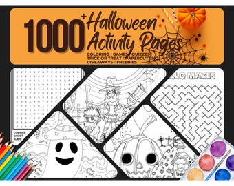 1000+ Halloween Activity Pages: Coloring Games Quizzes Papercutting Trick or Treat Giveaways Freebies Printable (Digital Download)
