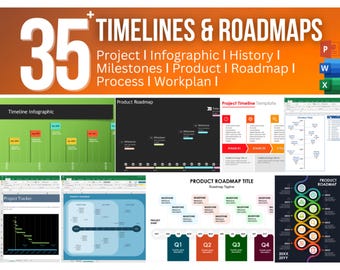 35+ Timelines & Roadmaps: Project ǀ Infographic ǀ History ǀ Milestones ǀ Product ǀ Roadmap ǀ Process ǀ Workplan