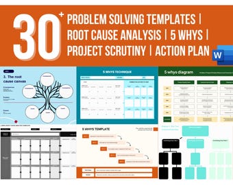 30+ Problem Solving Templates ǀ Root Cause Analysis ǀ 5 Whys ǀ Project Scrutiny ǀ Corrective Action (Digital Download)