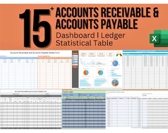 Plus de 15 comptes clients et fournisseurs : tableau de bord ǀ grand livre tableau statistique (téléchargement numérique)