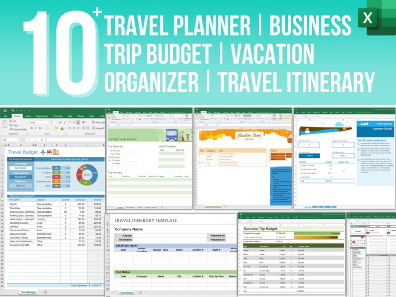 10 Travel Planner ǀ Business Trip Budget ǀ Vacation Organizer ǀ Travel