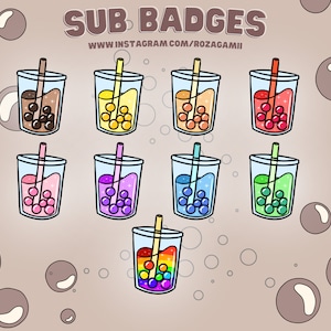 Bubble Tea Sub Badges | Twitch badges | Stream Badges | Emotes | Cute twitch icons | Loyalty badges